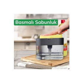 Buffer İkisi Bir Arada Basmalı Pratik Sıvı Sabunluk Pompası ve Bulaşık Yıkama Süngeri Haznesi