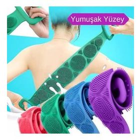 Buffer JJ95YT1984 Çift Taraflı Banyo Hamam Lifi Silikon Masajlı Yumuşak Duş Lifi Uzun Ömürlü Hazır Banyo Kesesi
