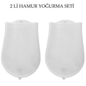 Buffer JJ98YT1987 Hamur Torbası 2'li Set Orta ve Büyük Hamur Silikon Şeffaf Yoğurma Torbası