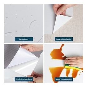 Buffer Mermer Desenli Masa Tezgah Mutfak Su Geçirmez Siyah 5x0.6 mt Yapışkanlı Folyo Sticker