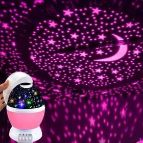 Buffer Renkli Ay Yıldız Tavan Yansıtma Pilli Led Gökyüzü Projeksiyonlu Dönen Küre Gece Lambası