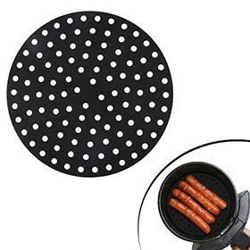 Buffer Renkli Isıya Dayanıklı Yıkanılabilir Silikon Fırın ve Airfryer Siyah Yuvarlak Model Pişirme Mat