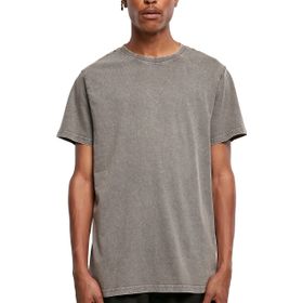 Build Your Brand Acid Washed Round Neck Tee Bisiklet Yaka Asfalt Erkek T-shirt