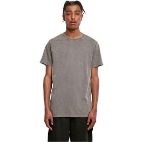 Build Your Brand Acid Washed Round Neck Tee Bisiklet Yaka Asfalt Erkek T-shirt