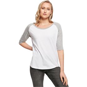 Build Your Brand Ladies Tee Beyaz-Gri Kadın T-shirt