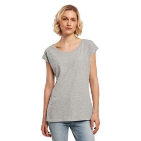 Build Your Brand Ladies Wide Neck Tee Gri Kadın T-shirt