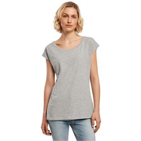 Build Your Brand Ladies Wide Neck Tee Gri Kadın T-shirt