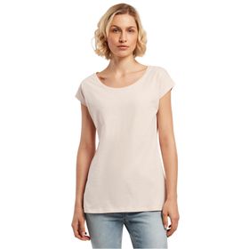 Build Your Brand Ladies Wide Neck Tee Pembe Kadın T-shirt
