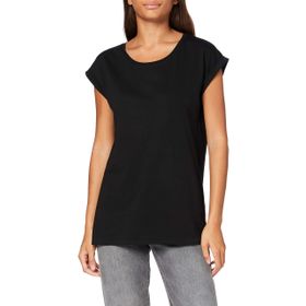 Build Your Brand Organic Extended Shoulder Tee Siyah Kadın T-Shirt