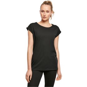 Build Your Brand Organic Extended Shoulder Tee Siyah Kadın T-Shirt