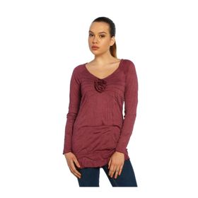 BULALGİY BGA002481 Kadın Böğürtlen Casual Uzun Tişört