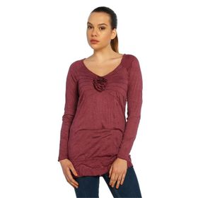 BULALGİY BGA002481 Kadın Böğürtlen Casual Uzun Tişört
