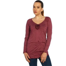 BULALGİY BGA002481 Kadın Böğürtlen Casual Uzun Tişört