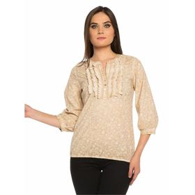 BULALGİY BGA008394 Kadın Kum Batik Dantelli Tişört