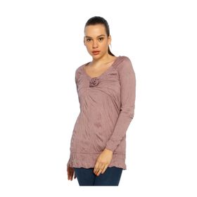 BULALGİY BGA063463 Kadın Gül Kurusu Casual Uzun Tişört