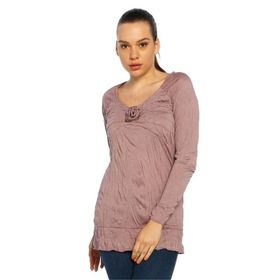 BULALGİY BGA063463 Kadın Gül Kurusu Casual Uzun Tişört