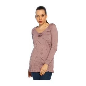 BULALGİY BGA063463 Kadın Gül Kurusu Casual Uzun Tişört