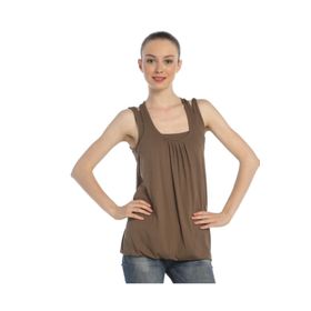 BULALGİY BGA072510 Kadın Vizon Kolsuz Tişört