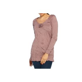 BULALGİY BGA776829 Kadın Gül Kurusu Casual Uzun Tişört