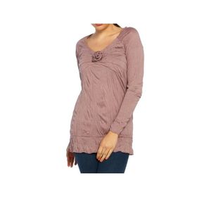 BULALGİY BGA776829 Kadın Gül Kurusu Casual Uzun Tişört