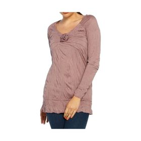 BULALGİY BGA776829 Kadın Gül Kurusu Casual Uzun Tişört