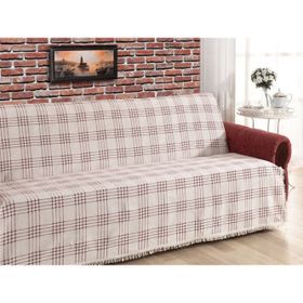 Buldan 180x220 Bordo Çizgili 180x220 cm Pamuklu Kolsuz Koltuk Çekyat Örtüsü