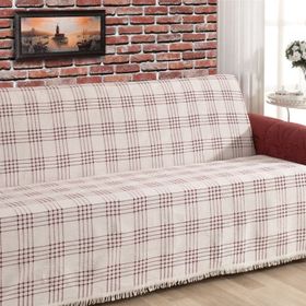 Buldan 180x220 Bordo Çizgili 180x220 cm Pamuklu Kolsuz Koltuk Çekyat Örtüsü