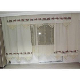 Buldan 215x200 El İşi Dantelli Kanaviçe Perde
