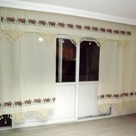 Buldan 215x300 El İşi Dantelli Kanaviçe Perde