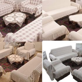 Buldan 3+3+1+1 Pamuklu Kolsuz Koltuk Çekyat Örtüsü