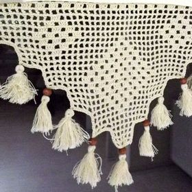 Buldan El İşi Dantelli Naturel Gül Çiçek Desen 150x250 cm Tül Perde