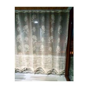 Buldan El İşi Dantelli Naturel Gül Çiçek Desen 190x200 cm Tül Perde