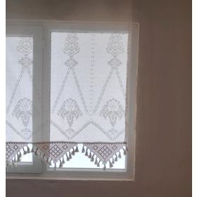 Buldan El İşi Dantelli Naturel Makrome Palmiye Desen 150x250 cm Tül Perde