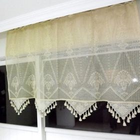 Buldan El İşi Dantelli Naturel Makrome Palmiye Desen 150x250 cm Tül Perde