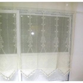 Buldan El İşi Dantelli Naturel Makrome Palmiye Desen 190x250 cm Tül Perde