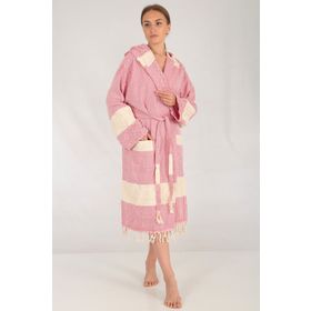 Buldanconcept Celena Pembe Püsküllü Kapşonlu Nem Tutmayan Peştemal Bornoz