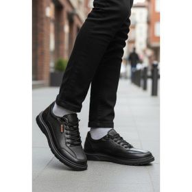 Bulldozer 260043 M Siyah Floter Hakiki Deri Titreşimli Masaj Destekli Erkek Günlük Ayakkabı