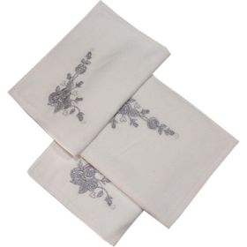 Bulteks Simli Nakışlı Beyaz Kadife Desen 5 30x50 cm El Havlusu
