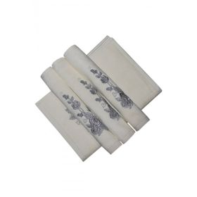 Bulteks Simli Nakışlı Kadife Ekru Desen 5 30x50 cm El Havlusu