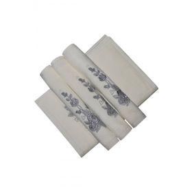 Bulteks Simli Nakışlı Kadife Ekru Desen 5 30x50 cm El Havlusu