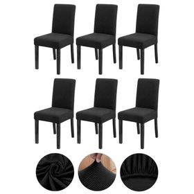 Bumedo 6'lı Siyah Bambu Nano Kumaş Likralı Yıkanabilir Lastikli Sandalye Kılıfı Sandalye Örtüsü