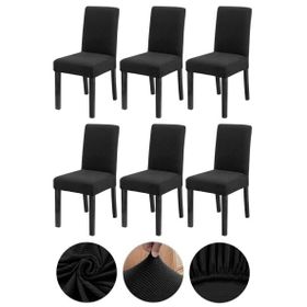 Bumedo 6'lı Siyah Bambu Nano Kumaş Likralı Yıkanabilir Lastikli Sandalye Kılıfı Sandalye Örtüsü