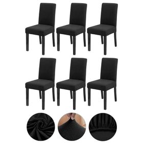 Bumedo 6'lı Siyah Bambu Nano Kumaş Likralı Yıkanabilir Lastikli Sandalye Kılıfı Sandalye Örtüsü