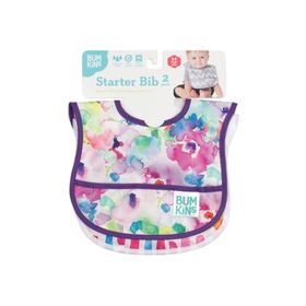 Bumkins 3-6 ay 2'li Girls Pack Watercolor & Brush Strokes Başlangıç Mama Önlüğü