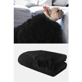 Bundeba Peluş Evcil Kedi Minderi Yuvası Evi Kulübesi Matı Örtüsü 60x90 cm Siyah Kedi Köpek Yatağı Battaniyesi