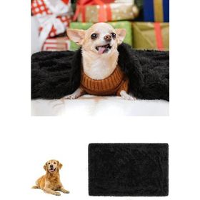 Bundera Peluş Evcil Kedi Minderi Yuvası Kulübesi Matı Örtüsü 60x90 cm Siyah Kedi Köpek Yatağı Battaniyesi