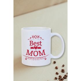 Burak Baskı Tasarım Anneler Günü Hediyesi Best Mom Yazılı Beyaz Kupa Bardak