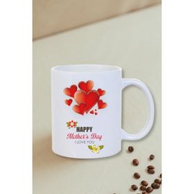 Burak Baskı Tasarım Anneler Günü Hediyesi Kalpli I Love You Yazılı Beyaz Kupa Bardak