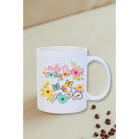 Burak Baskı Tasarım Anneler Günü Hediyesi Mother's Day Çiçekli Beyaz Kupa Bardak