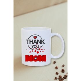 Burak Baskı Tasarım Anneler Günü Hediyesi Thank You Mom Beyaz Kupa Bardak
